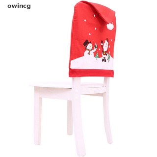 owincg decoración de navidad silla cubre asiento de comedor santa claus hogar fiesta decoración tela co