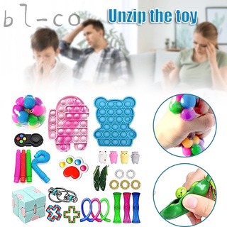 Sensory Fidget Toy Set Fidget Toy Pack Push Bubble Pop Fidget Toy for People Special Needs Stress Relief Anti-Anxiety