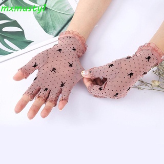 Mxmusty guantes de malla huecas de verano para dama/protección solar/guantes de encaje sin dedos/Multicolor