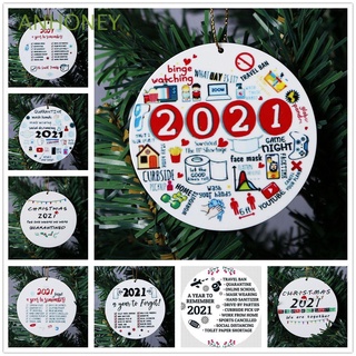 ANHONEY New Year Christmas Tree Pendant DIY Souvenirs Christmas Decorations Tag Gift Commemorative Hanging Home Party Supply Round Merry Christmas Xmas Tree Decorations