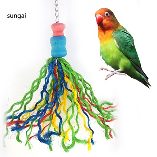 sun_ colorido hilo jaula colgante loro pájaros masticar mordedura juguete accesorios para mascotas (5)