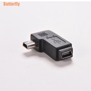 Butterfly(@) conector adaptador de 90 grados USB negro Mini 5 pines macho a hembra
