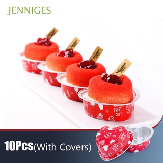 jenniges 10pcs taza para hornear en forma de corazón, envoltura de tartas, cupcakes, fiesta de boda, cocina con cubierta de papel de aluminio