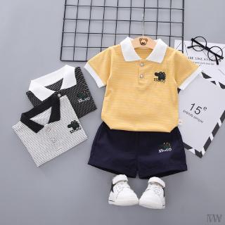 0-5-Años de edad niño traje de manga corta nuevo estilo occidentalizado ropa de verano pequeña y mediana camiseta de los niños pantalones cortos de dos piezas conjunto