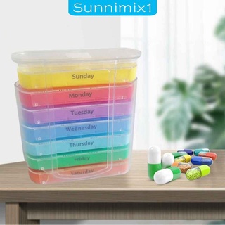 [SUNNIMIX1] Organizador semanal de pastillas colorido organizador diario para sostener píldoras vitaminas