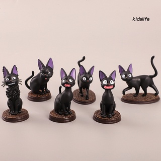 [Kidslife]_Sip 6 piezas adornos de gato de alta simulación decoración del hogar PVC negro gato DIY adornos para jardín