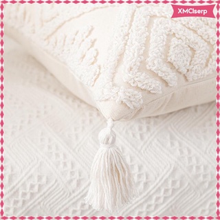 fundas de almohada boho para almohadas de algodón, lino decorativo, borlas, sofá, cama, fundas de cojín