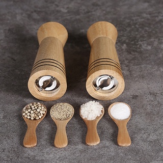 Paquete de 2 molinos de sal de madera rellenables, para granos de pimienta entera (7)