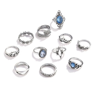 Set De anillos De 11 piezas/joyería/joyería/joyería con Forma De Flor Estilo Boho/Azul/Azul (4)