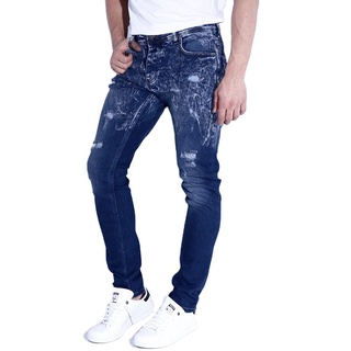 Los hombres Hip Hop arrancó sólido Vintage Slim jeans masculino Streetwear estiramiento agujeros de algodón Casual pies pequeños pantalones de mezclilla
