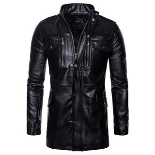 [ufas] chaqueta de cuero para hombre, otoño e invierno, motociclista, motocicleta, cremallera, abrigo
