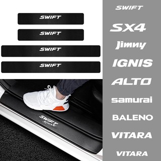 4 pzs calcomanías protectoras de puerta de fibra de carbono para coche/calcomanía decorativa para Suzuki Grand Vitara Baleno SX4 Swift Jimny IGNIS ALTO Samurai