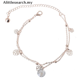 [Alittlesearch] tobilleras bañadas en oro para mujer, diseño de flores, brazalete de tobillo hueco, cadena de pie