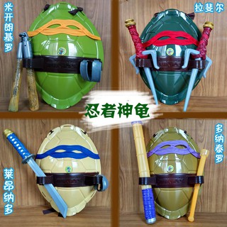 (Nuevo Stock) adolescentes mutantes Ninja tortugas COS vestir arma conjunto de tortuga Shell ojos máscara modelo de juguete de fiesta equipo