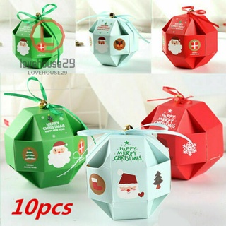 10pcs Christmas Candy Packaging Box with Straps Gift Color Box for Party Xmas Gift Cookie Candy for Kids