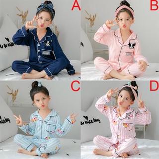 Niños de algodón 2 unids/set de pijama de manga larga niñas niños de dibujos animados perro conejo impreso ropa Baju Tidu traje