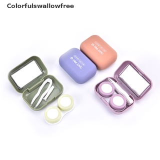 colorfulswallowfree esmerilado mini pintura de goma cuadrada lente de contacto caso con espejo lente de contacto caja belle