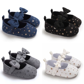 gaea* Newborn Baby Girl Flower Sneakers Toddler Cotton Bow Casual Shoes Infant Little Girls Princess Sequin Stars Leather Shoes 0-18Ms