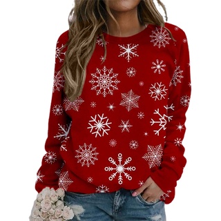 (New) Skin-friendly Christmas Sweatshirt O-Neck Snowman Christmas Sweatshirt Cozy Streetwear