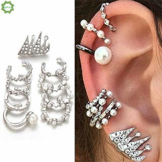qipin set de aretes de cristal con clip de perlas boho 9 piezas de perlas