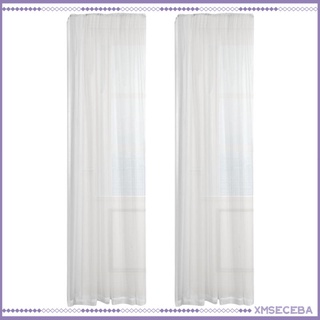 2x Net Voile Sheers Panel De Cortina De Ventana Para Balcn Dormitorio Blanco 100x270cm