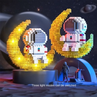 Nicetoy Lego Mini bloque de construcción con luz LED juguetes de educación astronauta universo figura de acción ladrillos Montessori Constructor juguetes