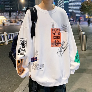 Coreano suelto suéter impreso cuello redondo manga larga T-shirt