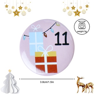 24pcs Christmas Calendar Badge Pin Badge Christmas Advent Digital Label Set Gift Accessories hi (3)
