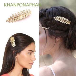khanponaphan aleación hojas corona novia boda tiara novia corona clips de pelo accesorios de pelo boda peine de pelo tiara hoja tiara