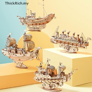 [thickrich] Juegos de rompecabezas de madera 3D modelo de barco y barco juguetes niños niños cumpleaños mi