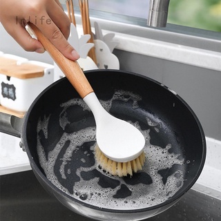 Inlife Shang488 hogar cocina sisal mango largo cepillo de limpieza cepillo de lavado de platos cepillo de lavado de haya cepillo de limpieza libre de aceite cepillo de descontaminación cepillo