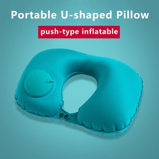 Inflable en forma de U almohada oficina almuerzo descanso cuello guardia portátil estilo de viaje cómodo fresco tela empuje inflación
