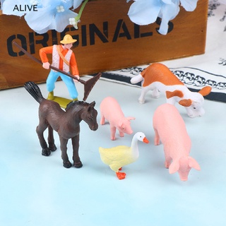 alive diy farmland worker cerdo caballo vaca pato animal modelo miniatura decoración