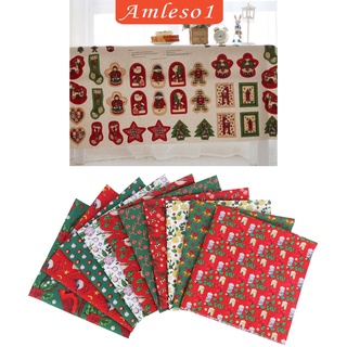 [AMLESO1] 10 piezas de 25 cm de tela de algodón de navidad para costura, Patchwork, manualidades, bricolaje