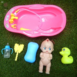 Bebé muñeca bañera conjunto de juguete botella de jabón ducha pato peine Kit de baño juguete para niños (7)