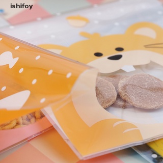 ishifoy 100 piezas de dibujos animados animales galletas dulces bolsa autoadhesiva galletas hornear embalaje co (4)