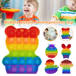 pop fidget juguete aliviar el estrés color arco iris empuje burbuja antiestrés juguete sensorial para niños adultos matar tiempo
