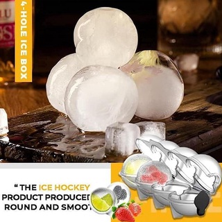 Cuatro agujeros de Hockey sobre hielo redondo bandeja de hielo conjunto de cuatro agujeros bandeja de hielo caja de whisky hielo A0Z2 (5)