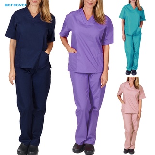 More_ ropa de trabajo Unisex trajes de Color sólido elasticidad uniformes agradable a la piel para trabajar (1)