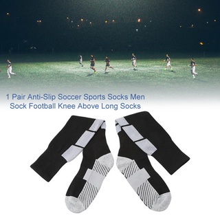1 par de calcetines deportivos antideslizantes de fútbol de los hombres calcetín de fútbol rodilla sobre calcetines largos