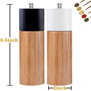 Salt and Pepper Grinder Set with Black and White Tall Salt and Pepper Shakers with Adjustable Coarseness -Pack of 2 (5)