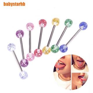[babystarhb] 8 unids/set colorido brillos lengua anillos barbell bola cuerpo joyería
