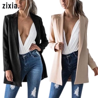 Mujer Casual manga larga abrigo traje Slim Fit Blazer chamarra larga Outwear abrigos Tops