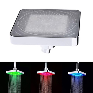 ra 6 pulgadas cuadrada lluvia led cabezal de ducha tricolor luminoso cambio de color temperatura detección de baño superior spray ducha