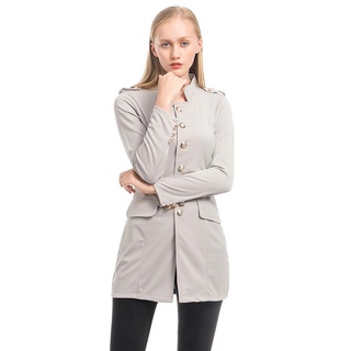 moda señora retro color sólido trajes chaqueta de las mujeres de manga larga casual tops blazers (5)