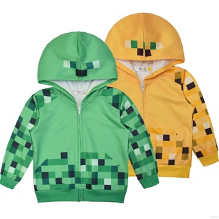 Minecraft Creeper Cosplay disfraz MC de dibujos animados niños sudadera con capucha chaqueta con cremallera chaqueta con capucha Unisex Tops de alta calidad