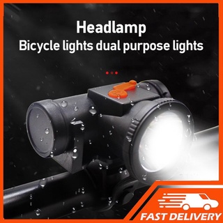 Faros delanteros LED fuerte de carga de luz ultrabrillante linterna montada en la cabeza al aire libre de doble uso faro de bicicleta [Top1store]