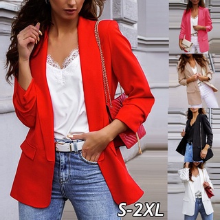 blazer manga larga casual de color sólido para mujer p-2xl (1)