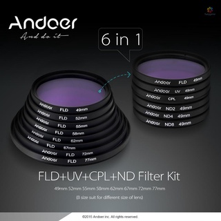 Funygame-andoer 58mm UV+CPL+FLD+ND(ND2 ND4 ND8) Kit de filtro de fotografía ultravioleta Circular polarizante fluorescente densidad neutro filtro para Pentax DSLRs (5)