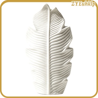 jarrón de cerámica blanco en forma de hoja mate superficie moderna minimalista jarrón decoración